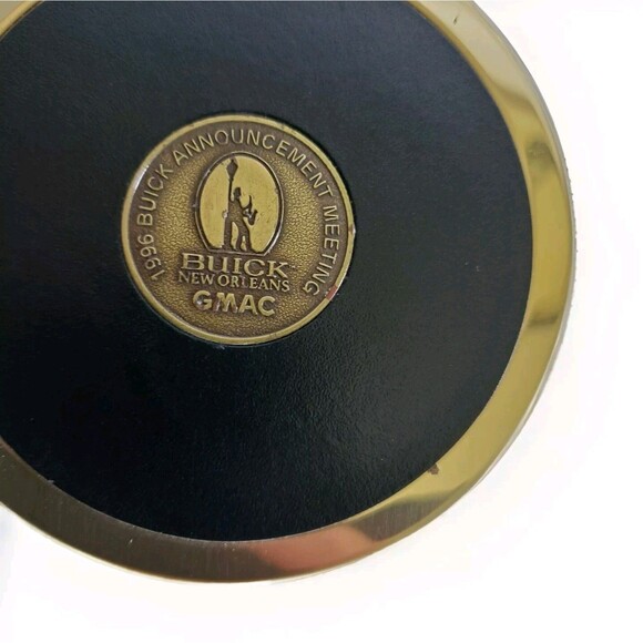 1996 Buick Brass/Leather Drink Coasters Barware Set Vtg Automobile Car Bar Decor - Picture 11 of 11